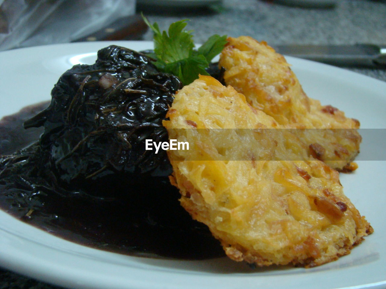 Close-up of meal served in plate