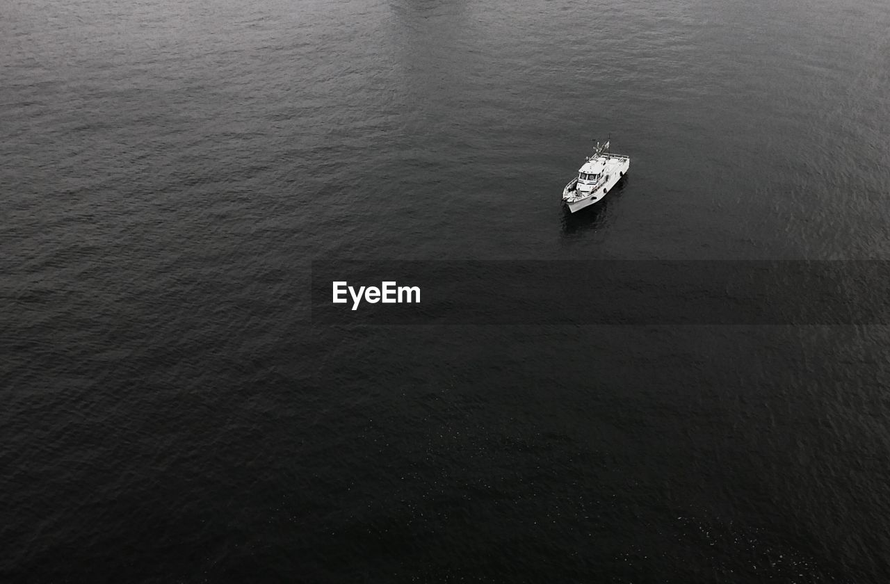 High angle view of boat on sea