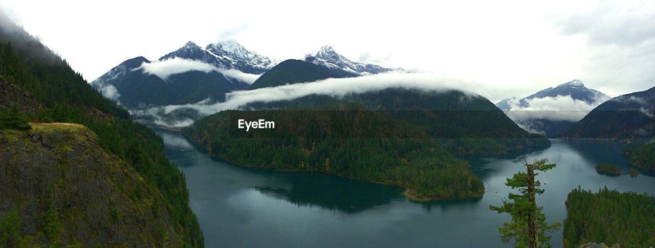 SCENIC VIEW OF LAKE WITH MOUNTAINS IN BACKGROUND