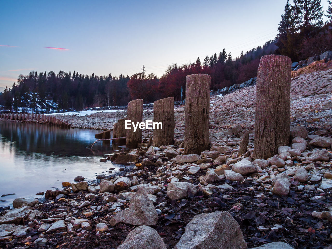 Scenic view of mountains against sky during winter