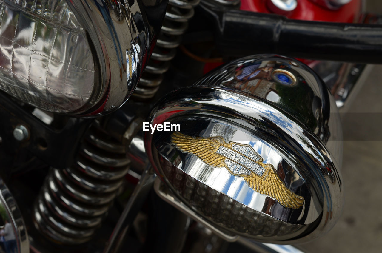 HIGH ANGLE VIEW OF MOTORCYCLE IN BUS