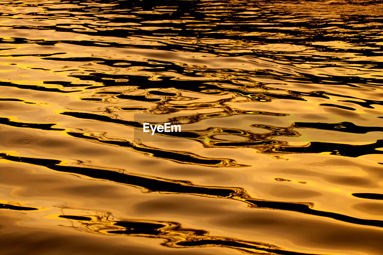 Full frame shot of rippled water during sunset