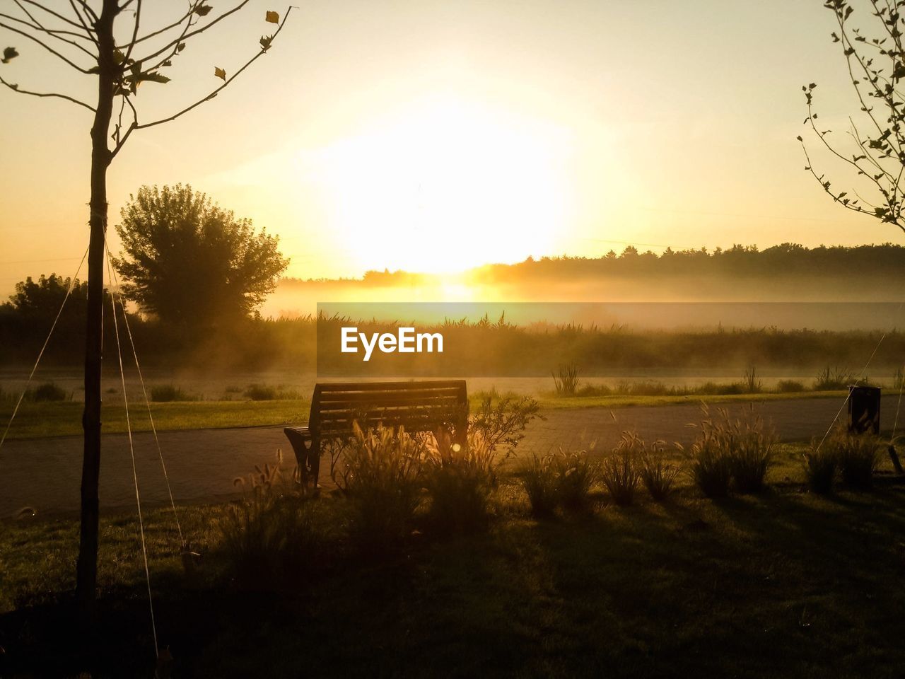 Scenic view of field against sky during sunset