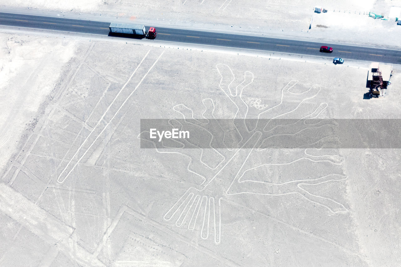 High angle view of vehicles on road