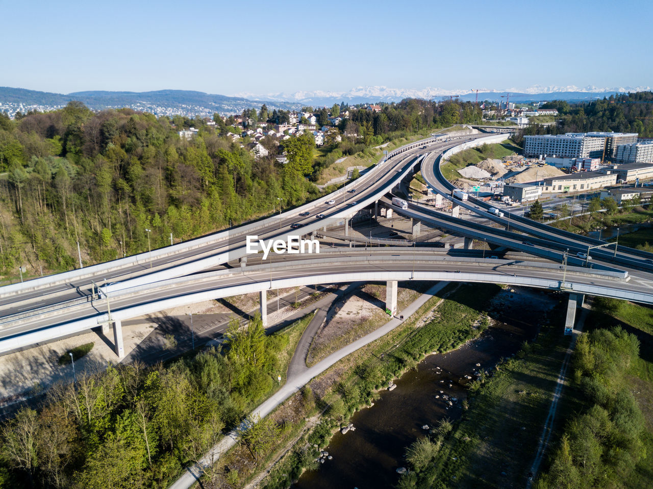 High angle view of bridge in city