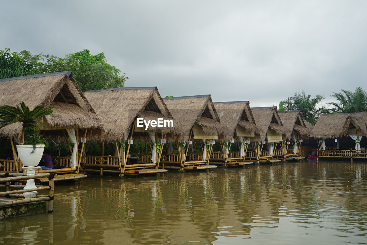 Restaurant with gazebo concept in front of the lake