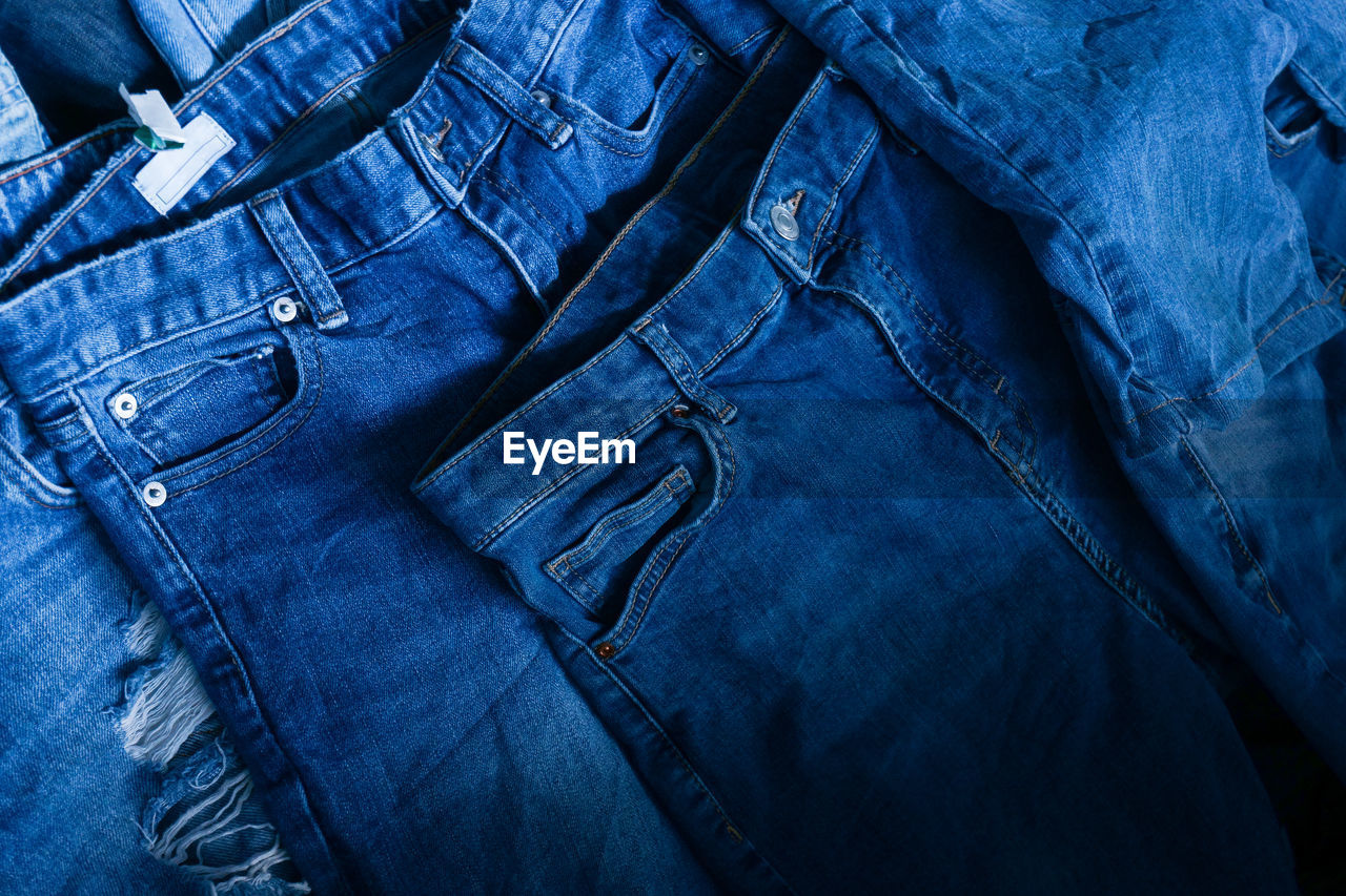 Full frame shot of blue jeans