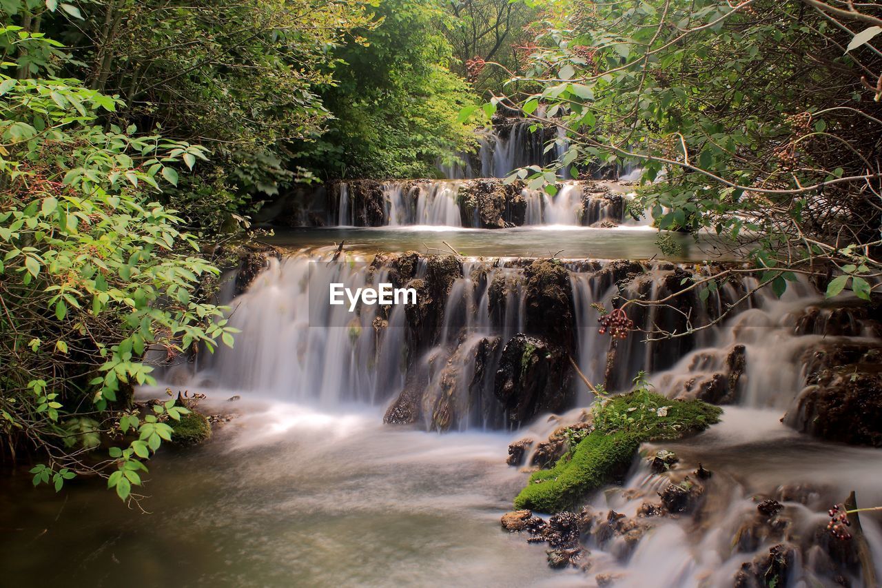 waterfall, water, plant, tree, beauty in nature, scenics - nature, body of water, nature, environment, motion, forest, watercourse, long exposure, river, water feature, land, flowing water, stream, travel destinations, flowing, rainforest, rock, no people, outdoors, tourism, jungle, travel, water resources, landscape, autumn, non-urban scene, environmental conservation, blurred motion, tropical climate, foliage, lush foliage, idyllic, social issues