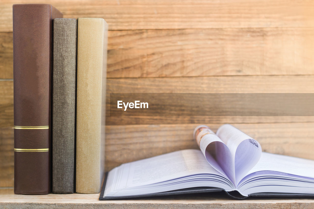 Close-up of books on table