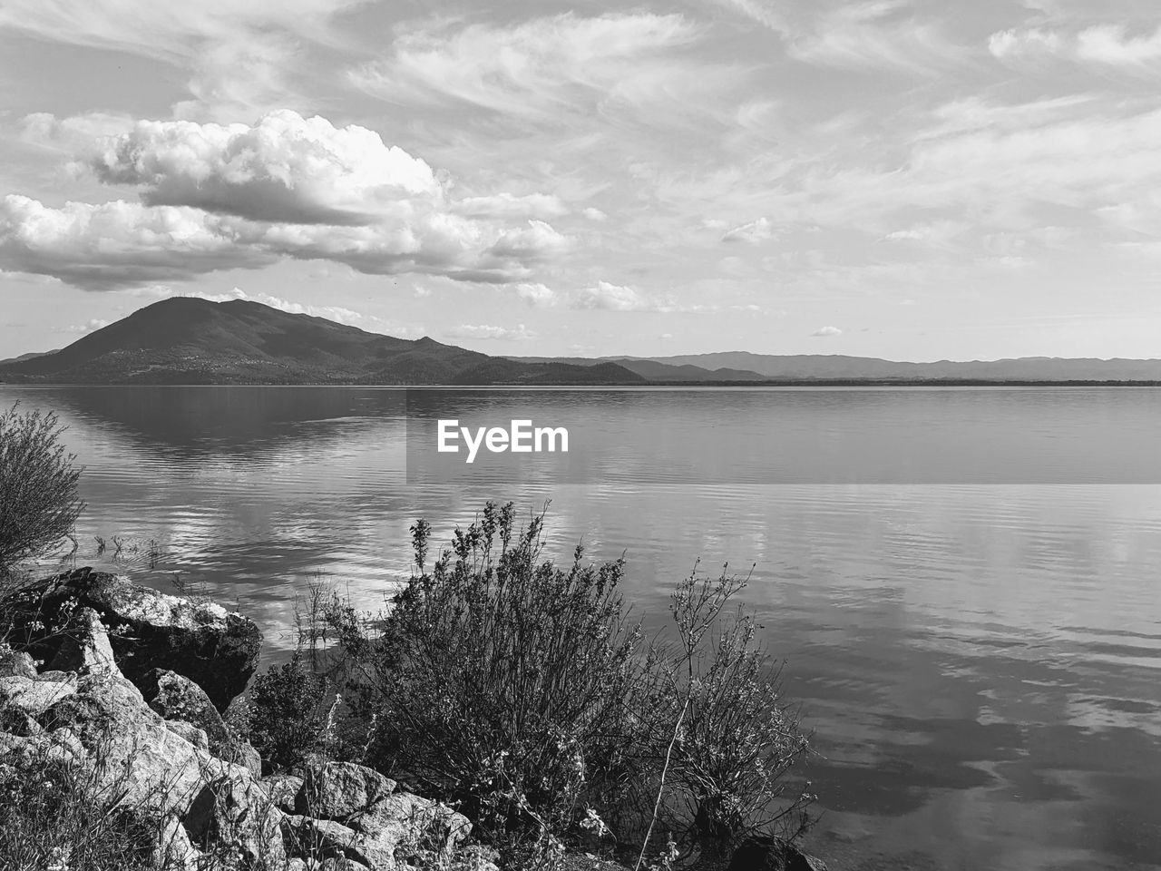 Scenic view of lake against sky