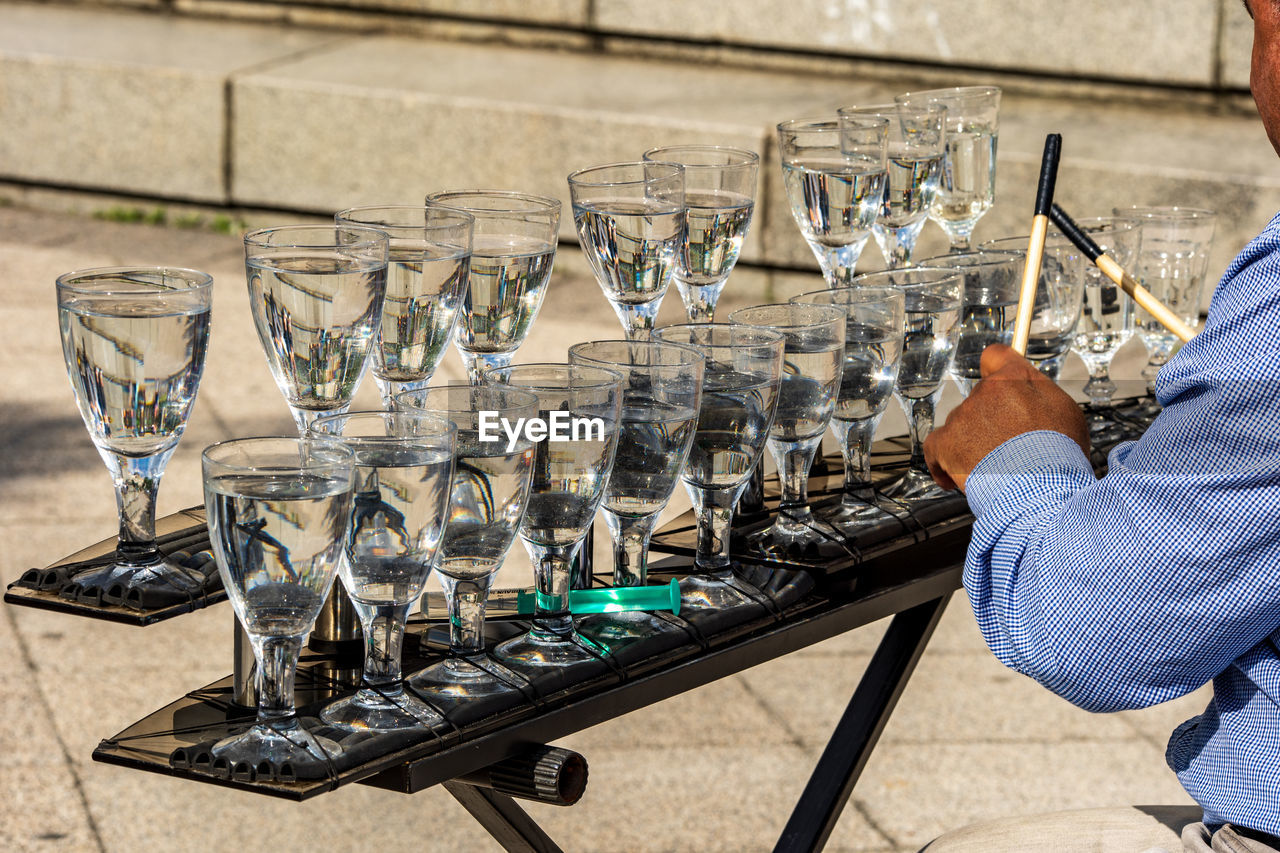 MAN HOLDING GLASS OF WINE GLASSES