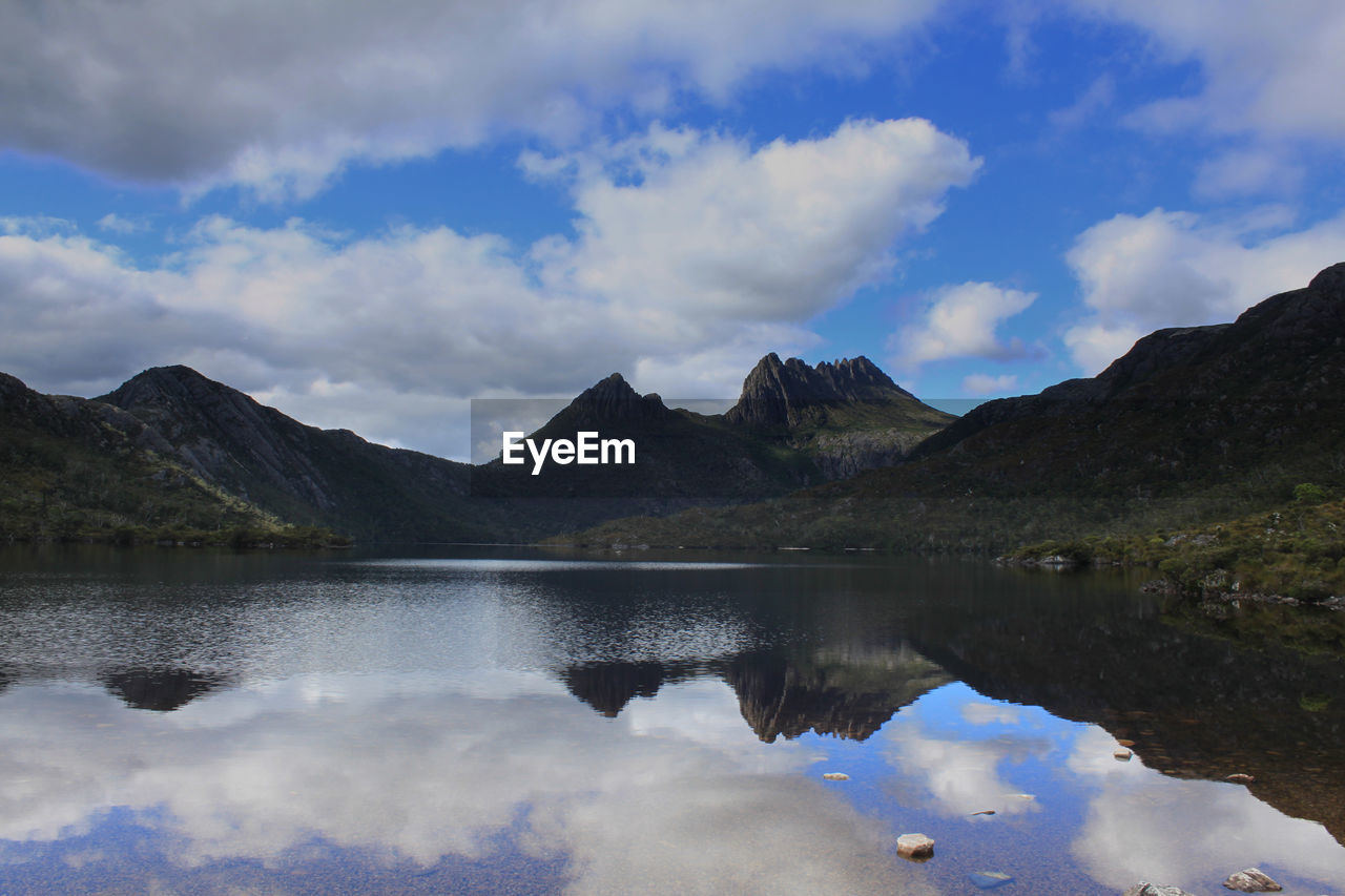 REFLECTION OF MOUNTAINS IN LAKE