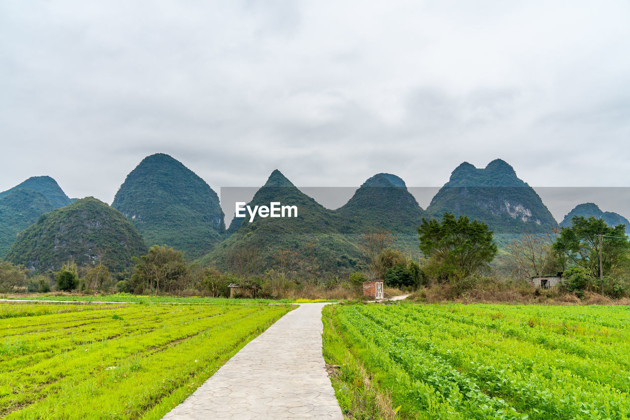 Mountains and farmland in guilin, guangxi province, china