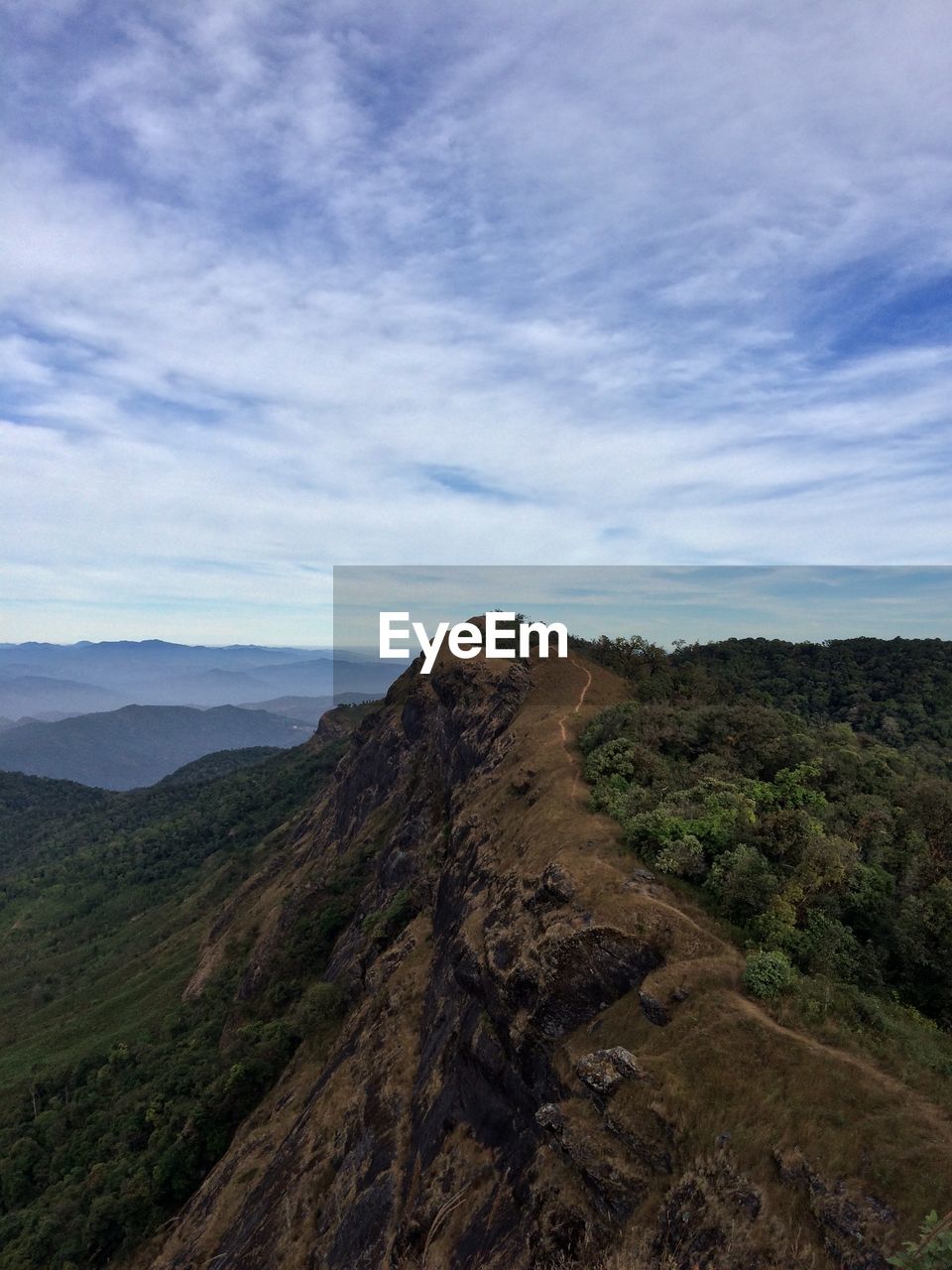 High angle view of sea against cloudy sky