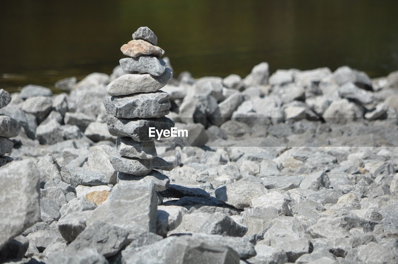 Stack of stones at shore