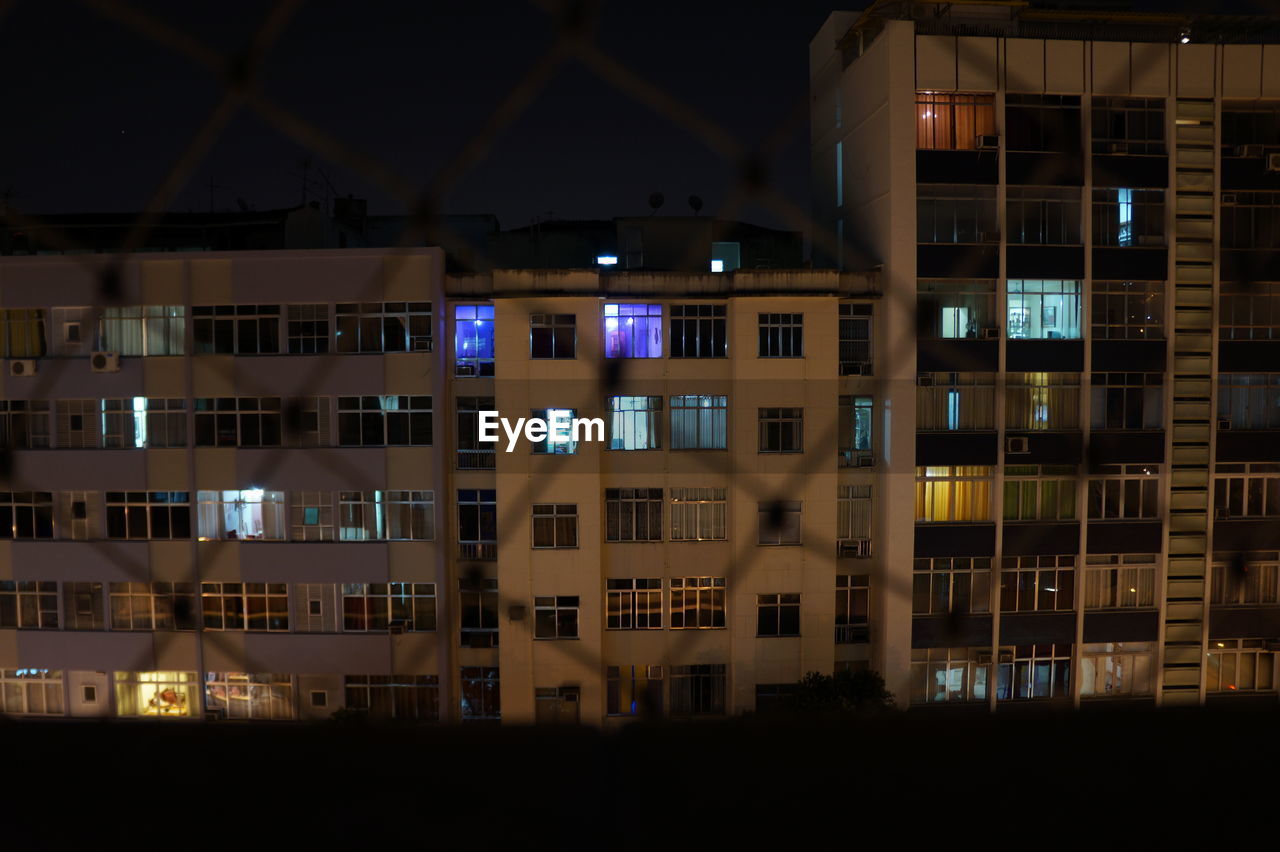 Illuminated building at night