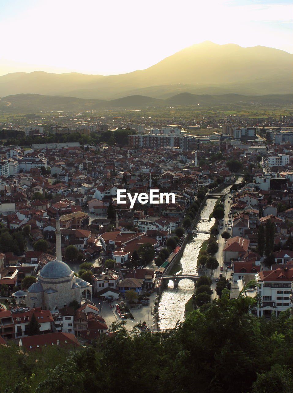 Sunset over the city of prizren in kosovo