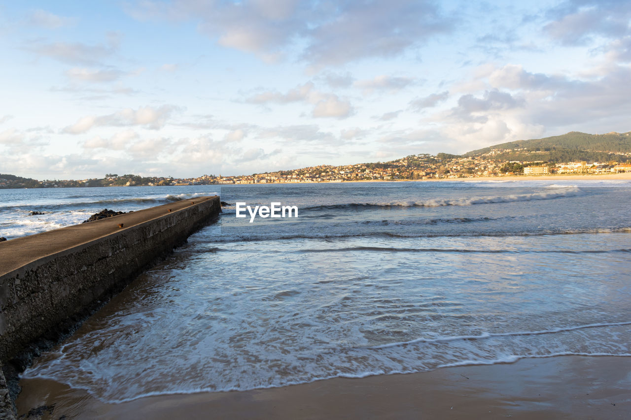 View of panxon from the breakwater of playa america in nigran. galicia - spain