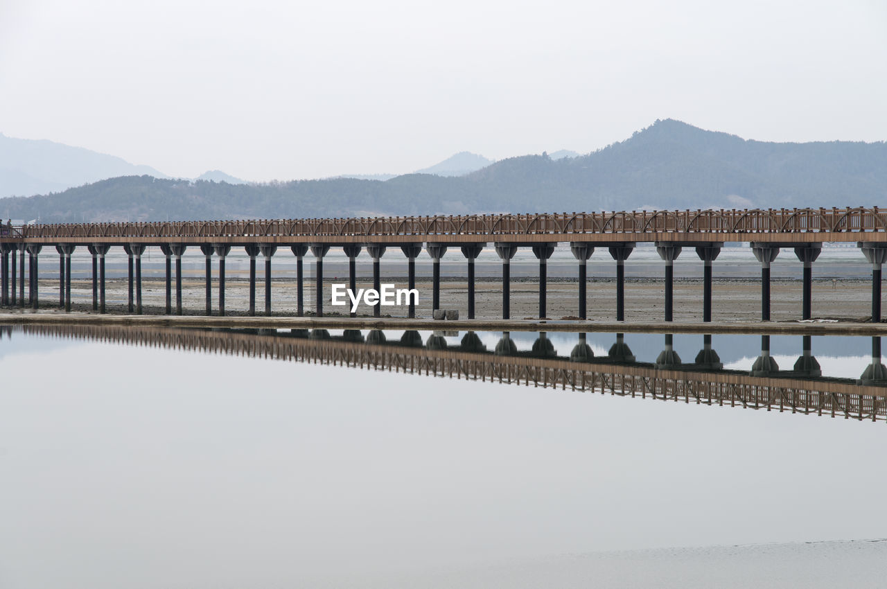 Bridge over river against clear sky