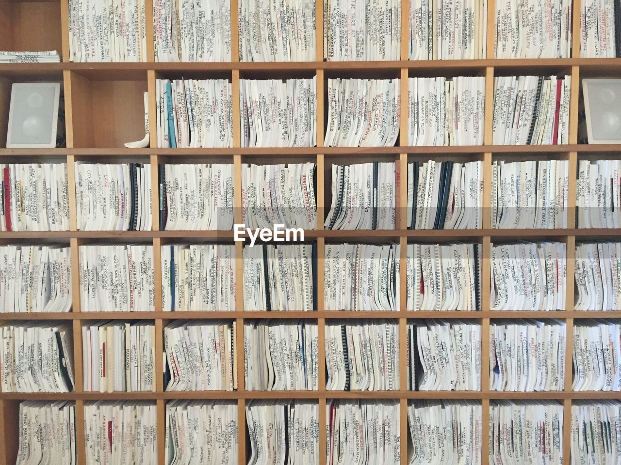 Full frame shot of books in shelves