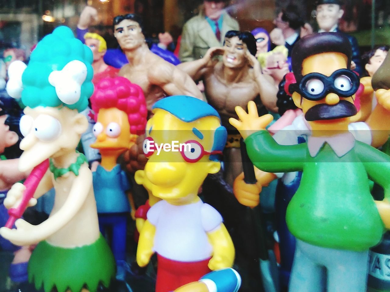 Cartoon figurines for sale at market stall