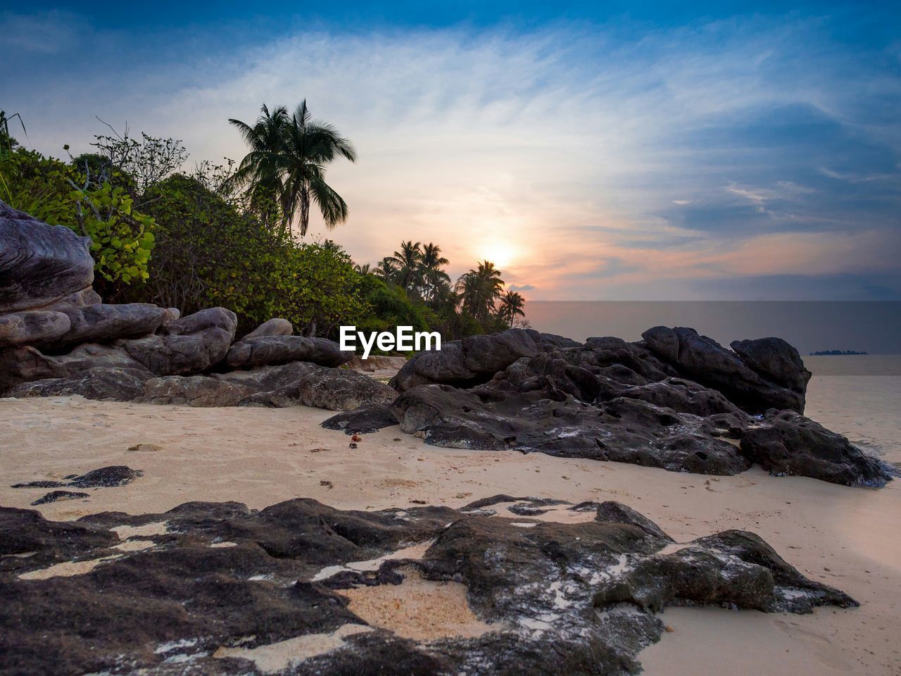 Scenic view of beach against sky