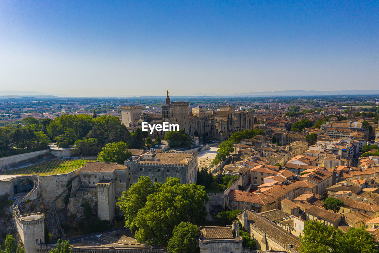 cityscape against clear sky