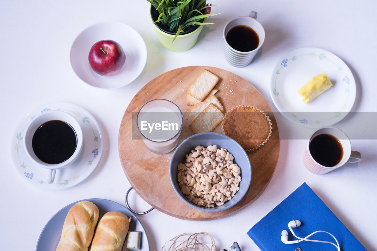High angle view of fresh food on table
