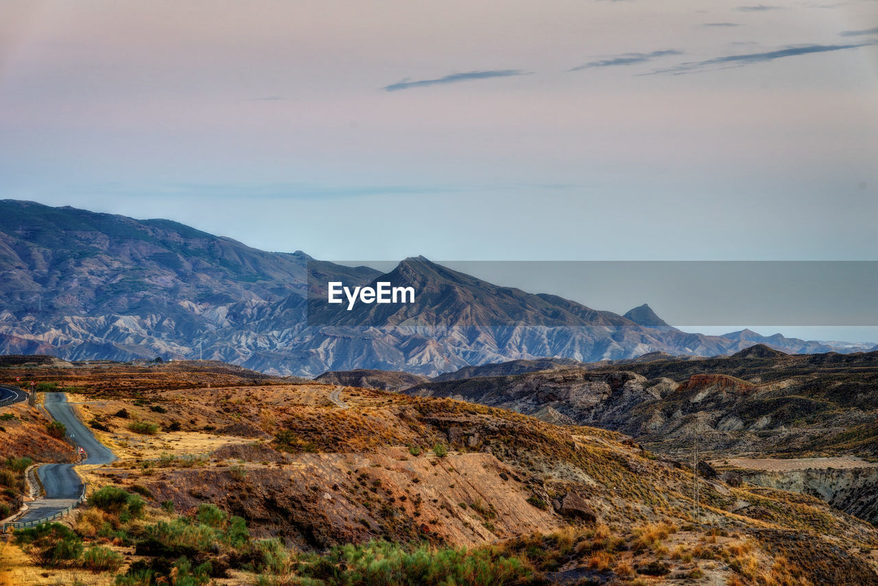 Scenic view of mountains against sky