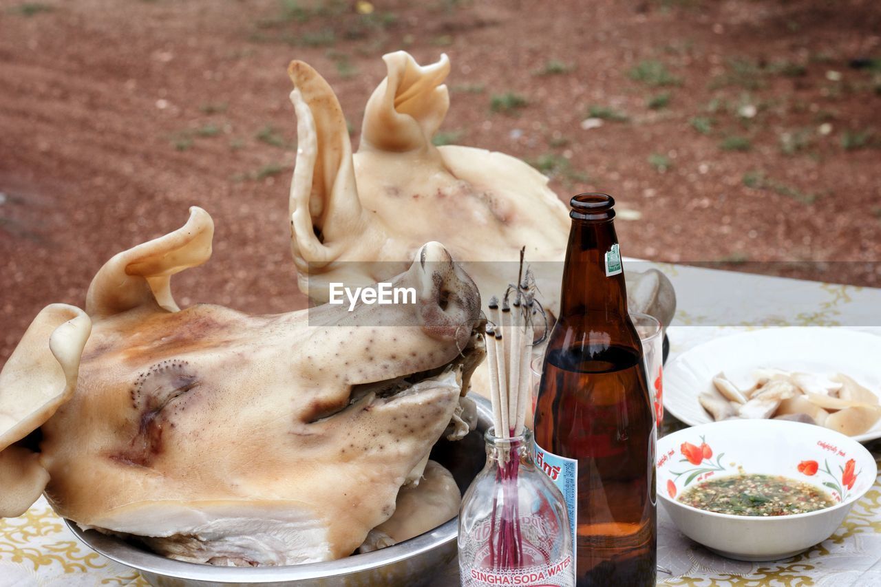 Close-up of food on table