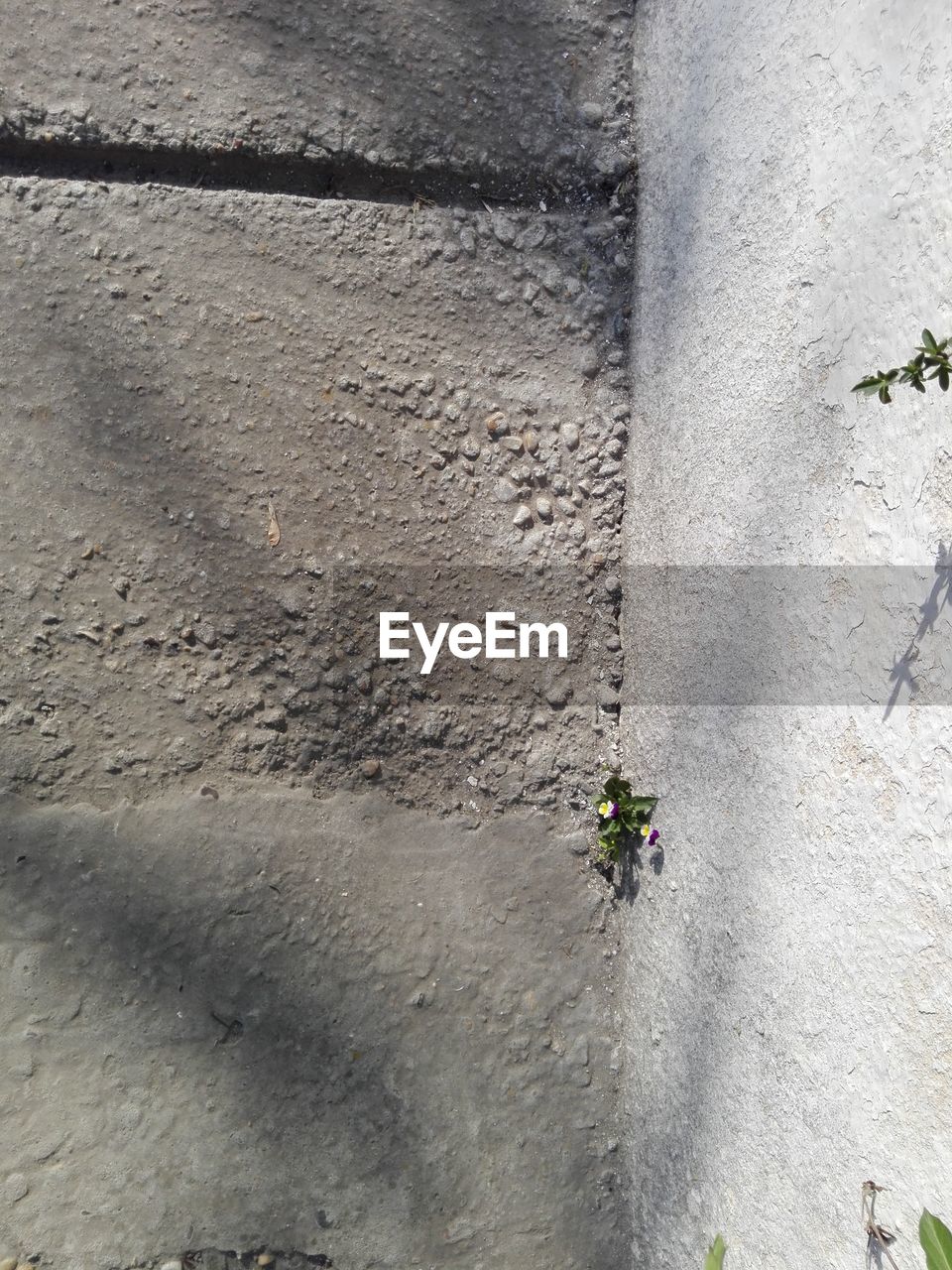 HIGH ANGLE VIEW OF CONCRETE WALL BY BUILDING IN BACKGROUND