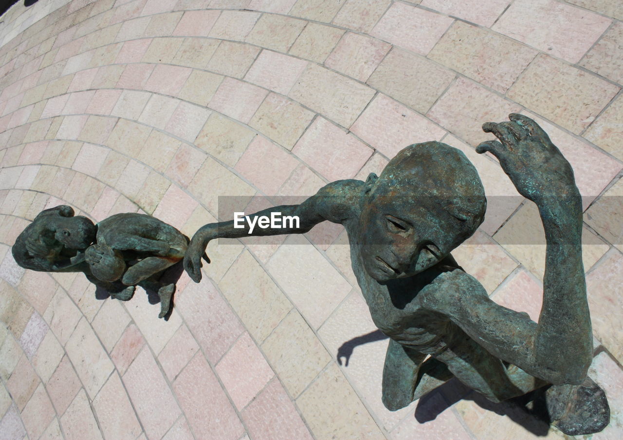 High angle view of sculpture