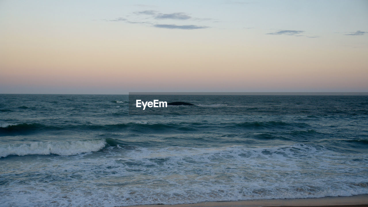 Scenic view of sea at sunset