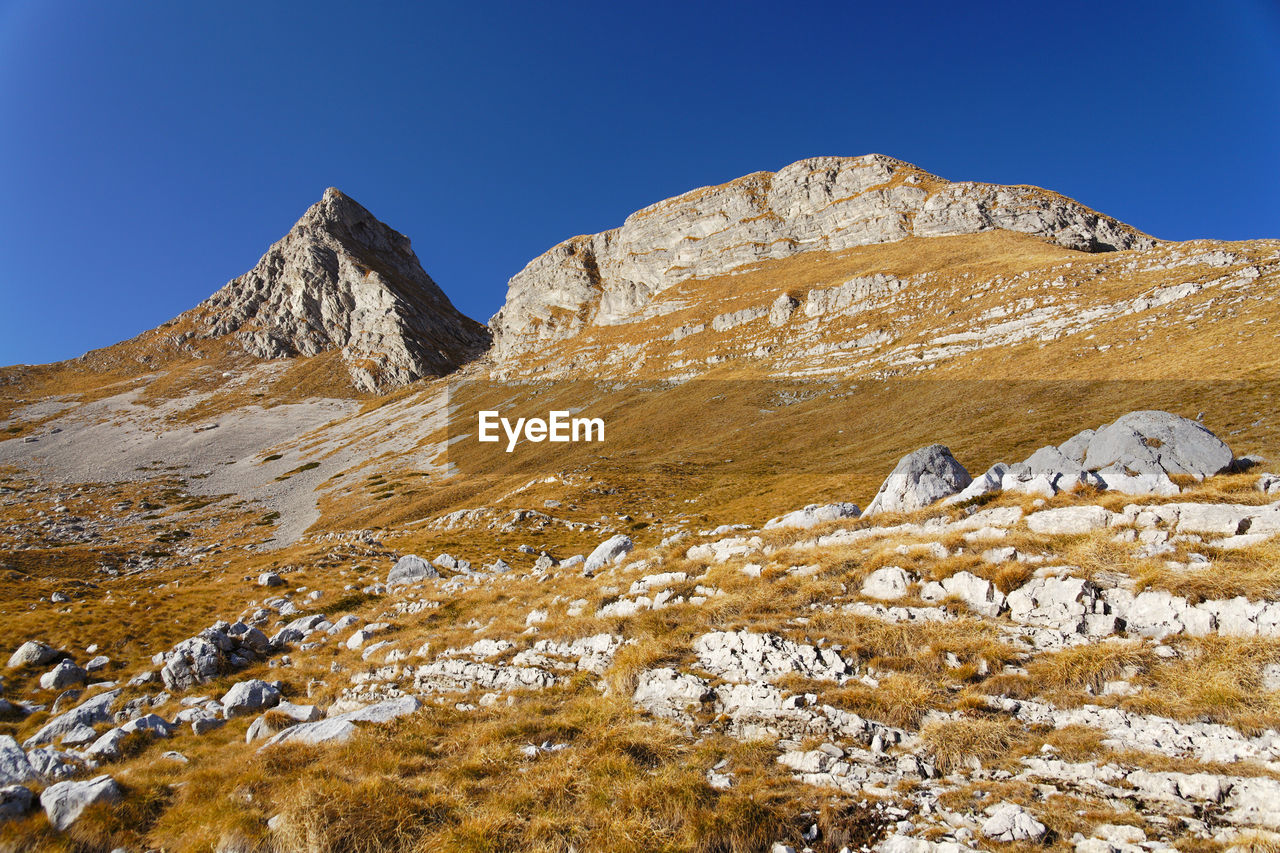 SNOWCAPPED MOUNTAINS AGAINST CLEAR BLUE SKY