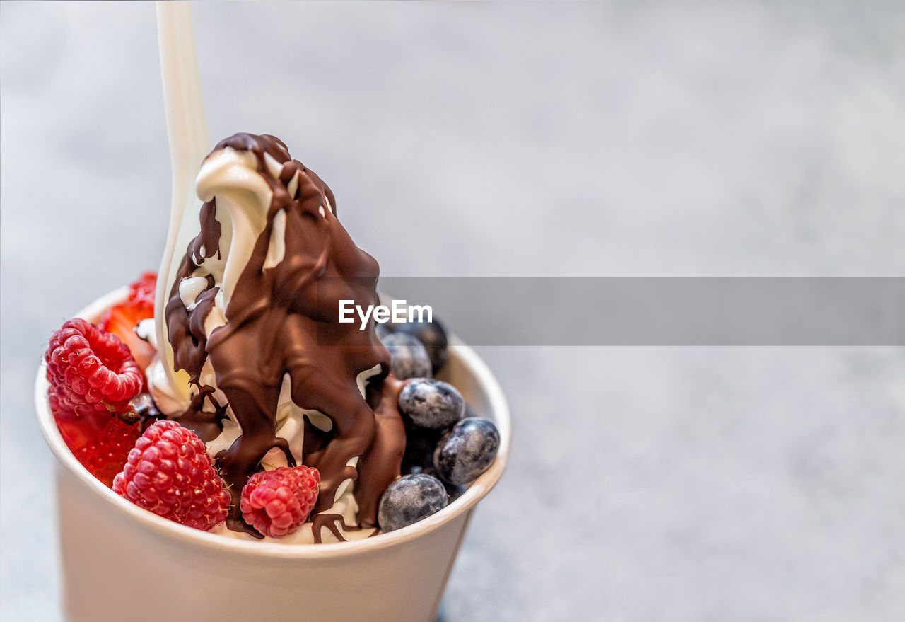 Close-up of ice cream served in bowl