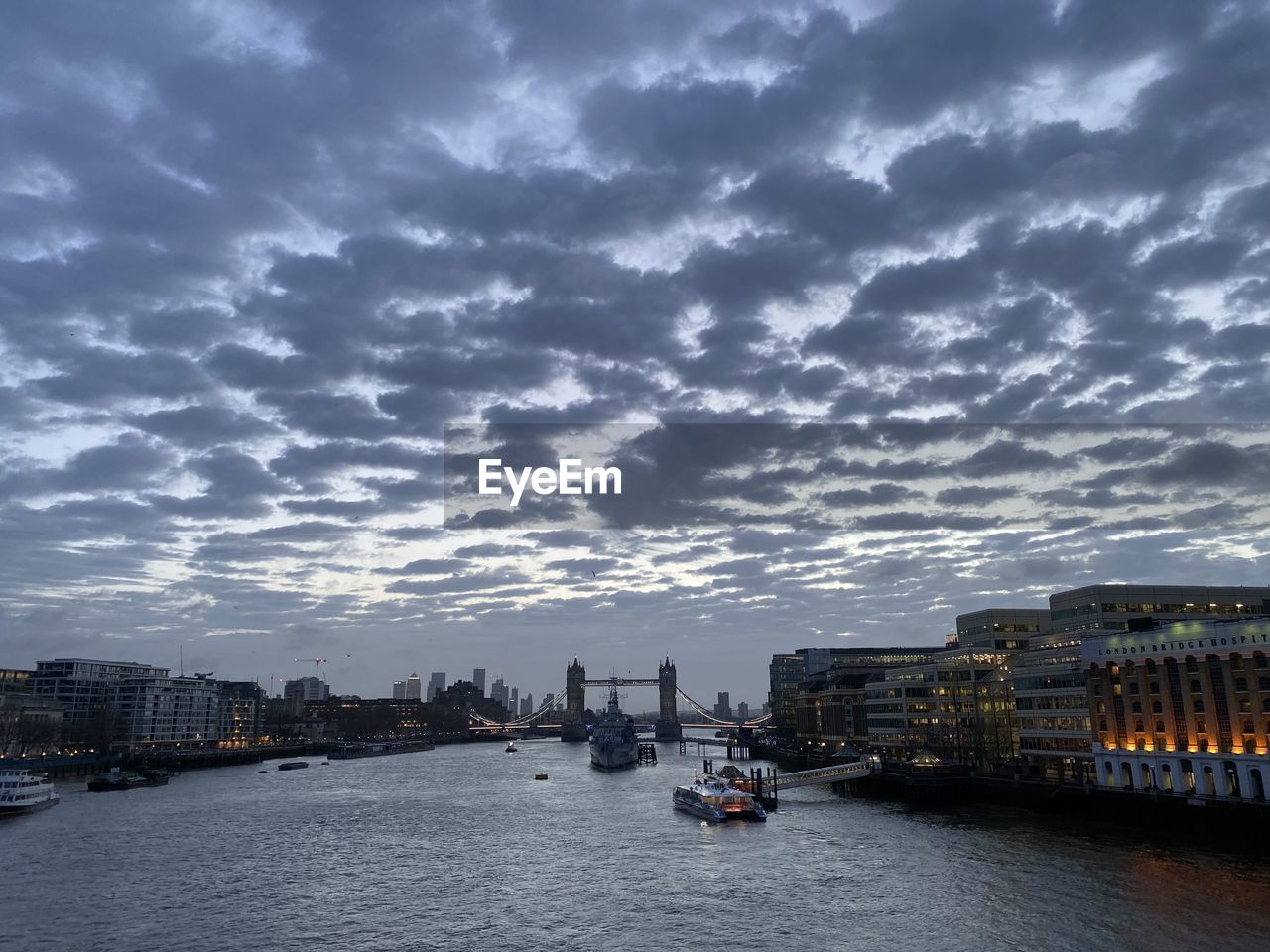 Cloud formation over tower bridge london england