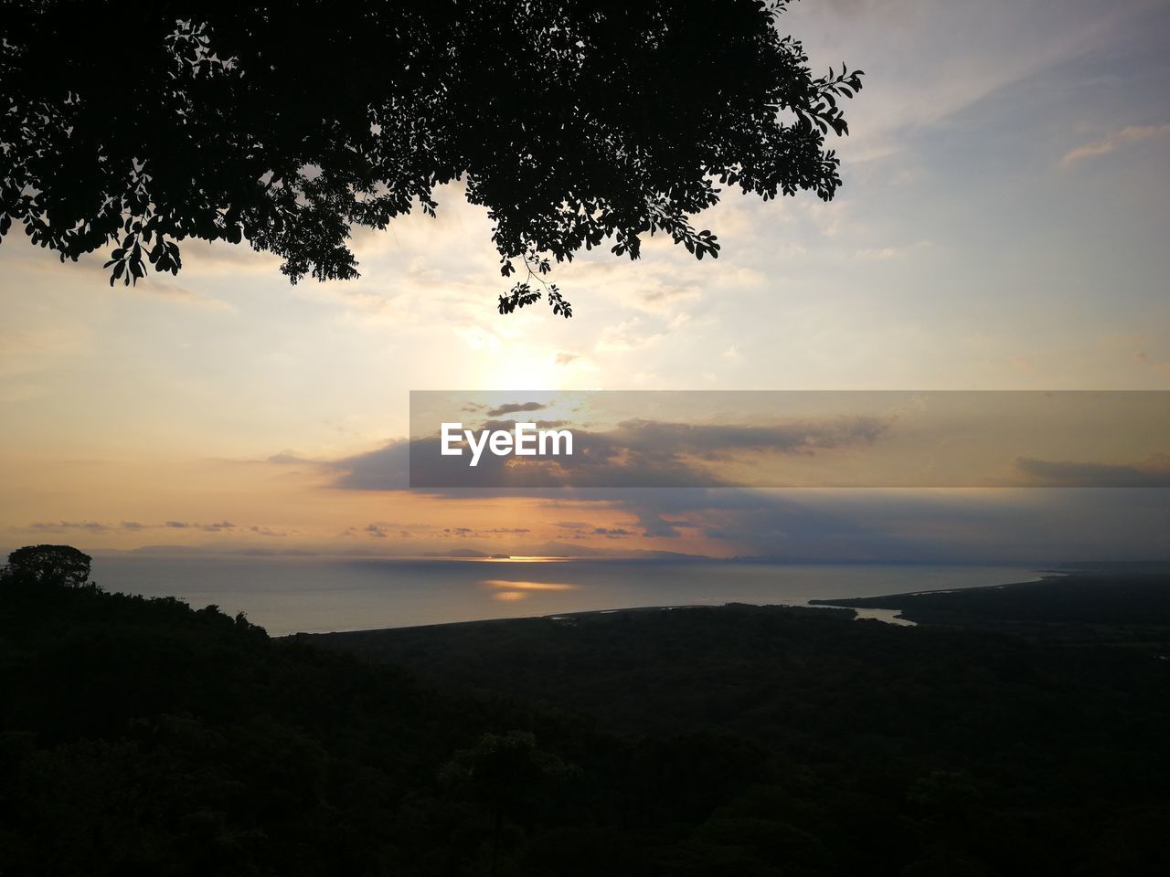 SCENIC VIEW OF SEA AGAINST ORANGE SKY