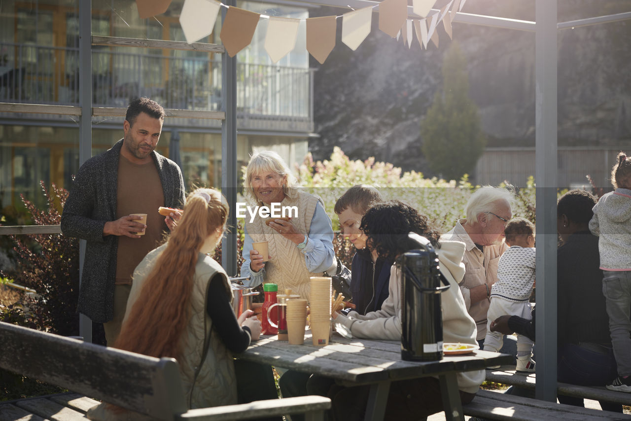 People having meal outdoor