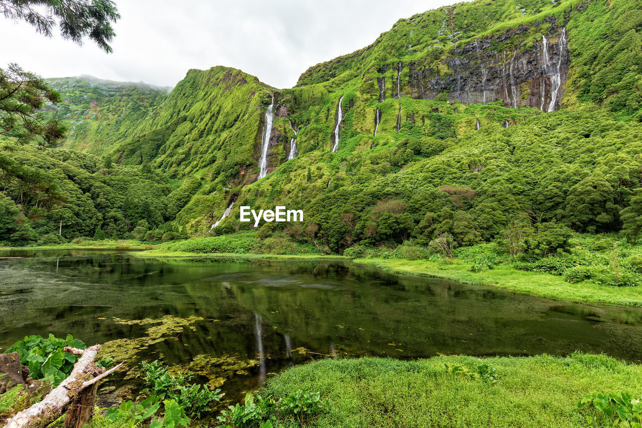 Lake against mountain