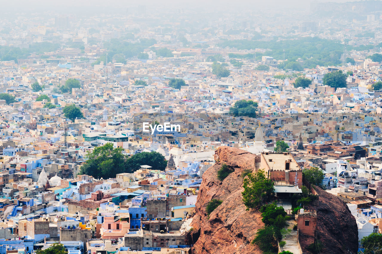 Aerial view of jodhpur blue city. jodphur, rajasthan, india