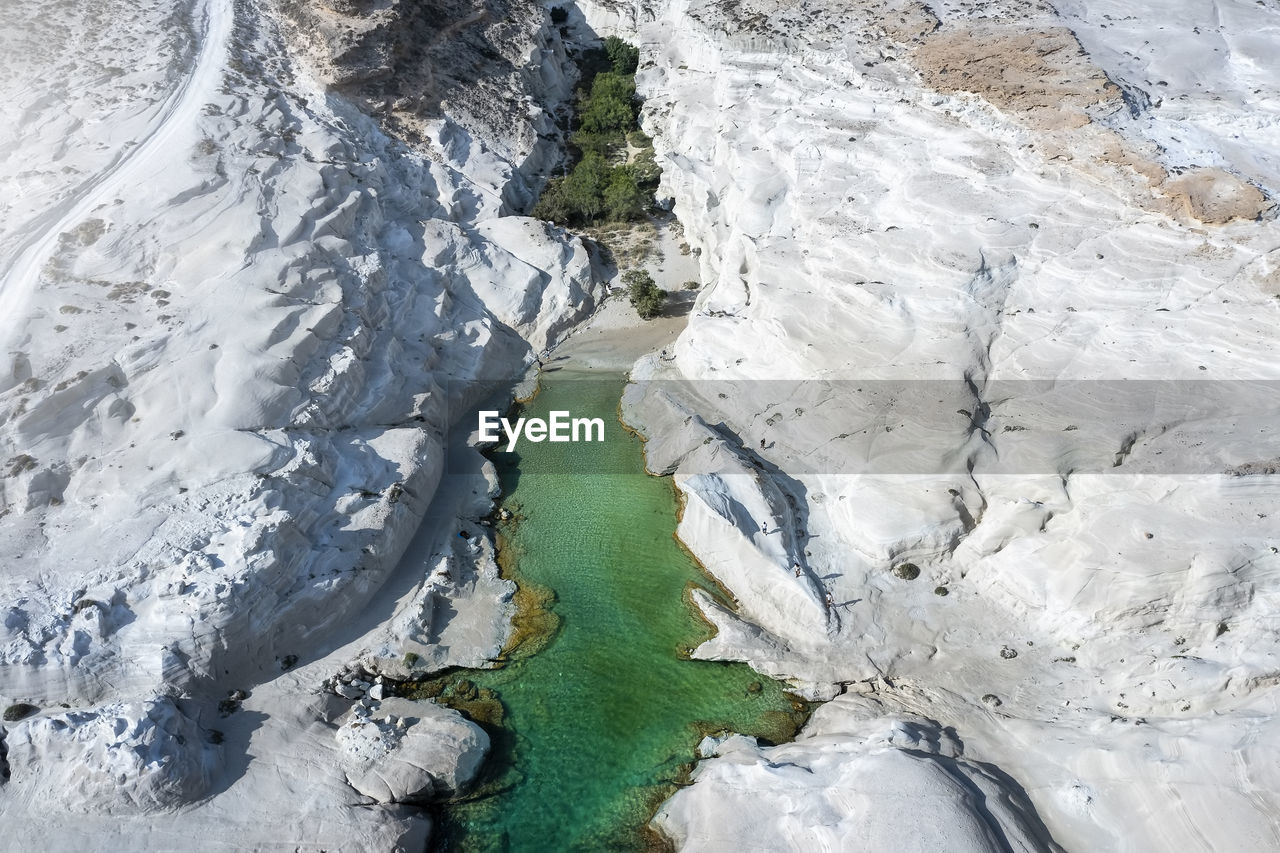 high angle view of snow covered mountain