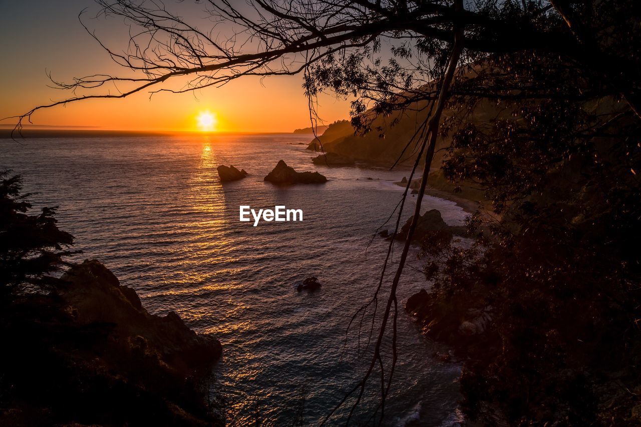 Scenic view of sea against sky at sunset