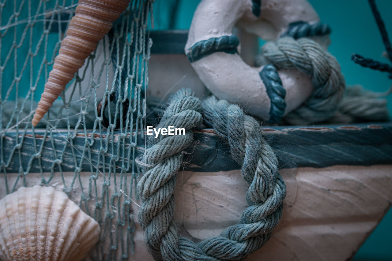 Close-up of rope on boat