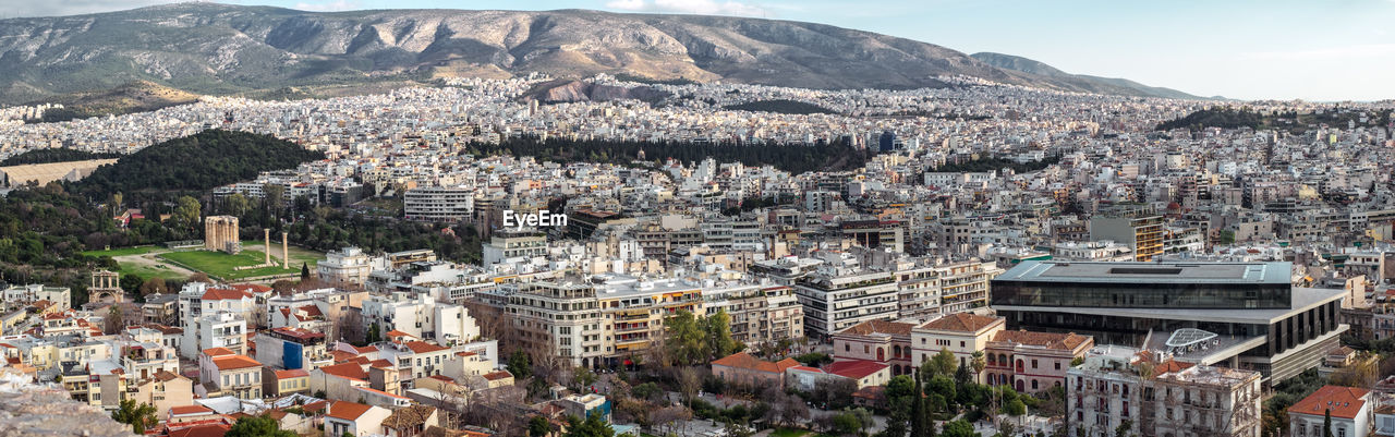 Athens, greece - february 13, 2020. panoramic view over the athens city