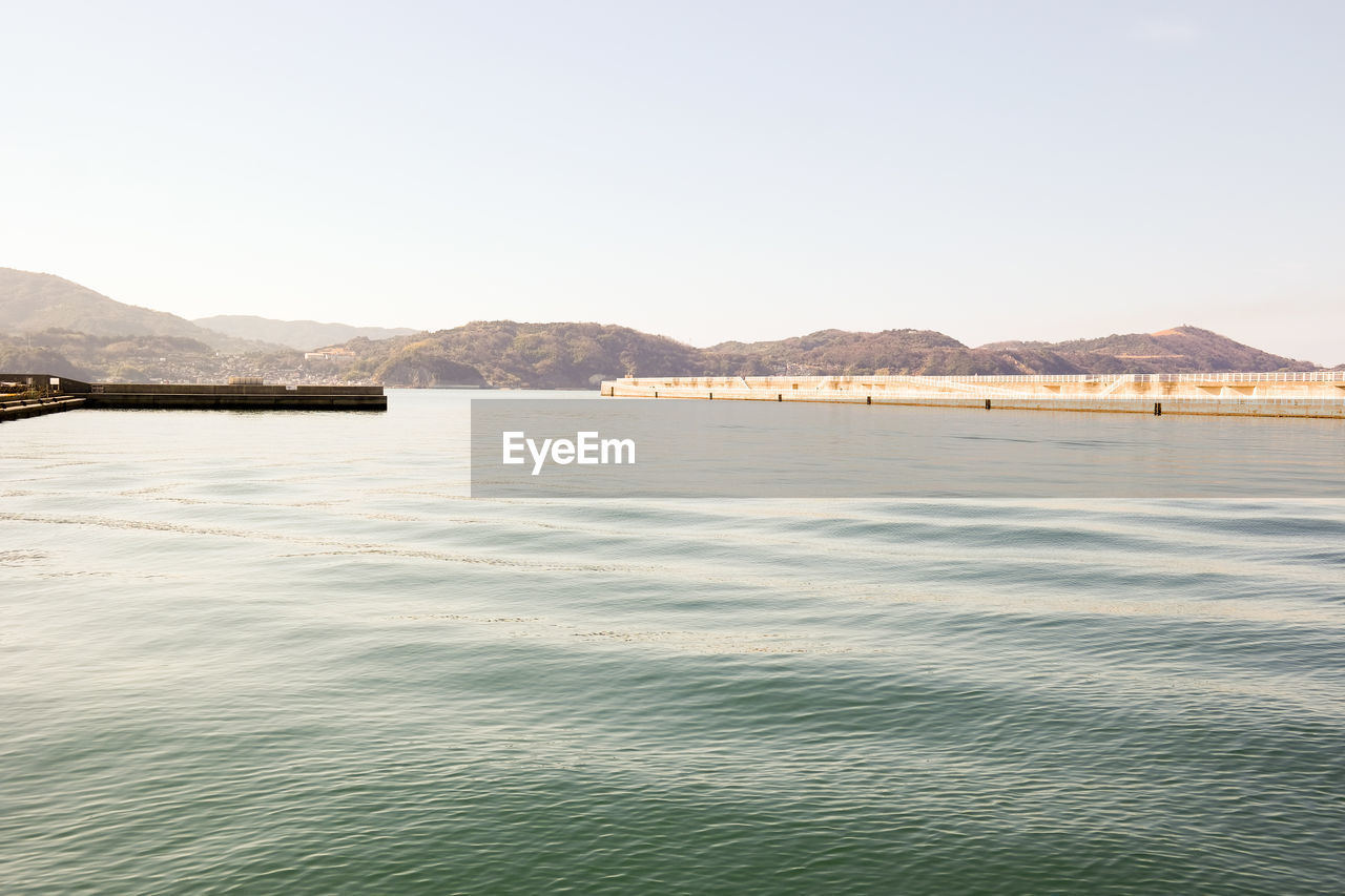 Scenic view of sea against clear sky