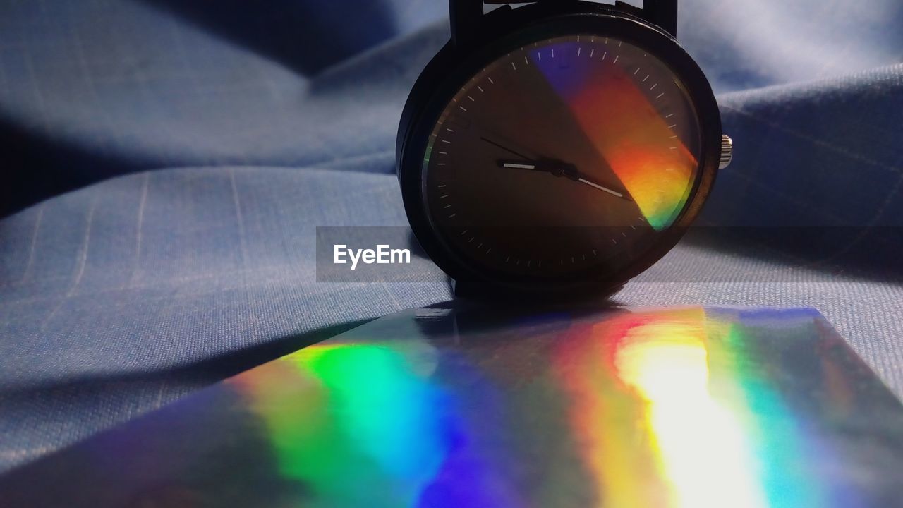 Close-up of light painting on table