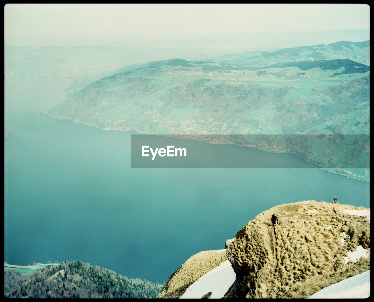 Scenic view of sea and cliffs