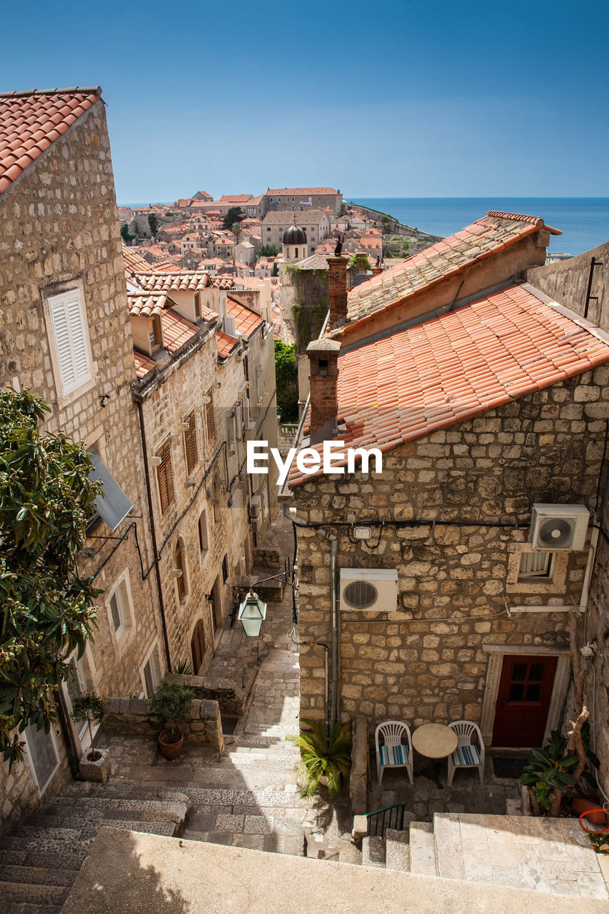 The beautiful steep alleys at the walled old town of dubrovnik