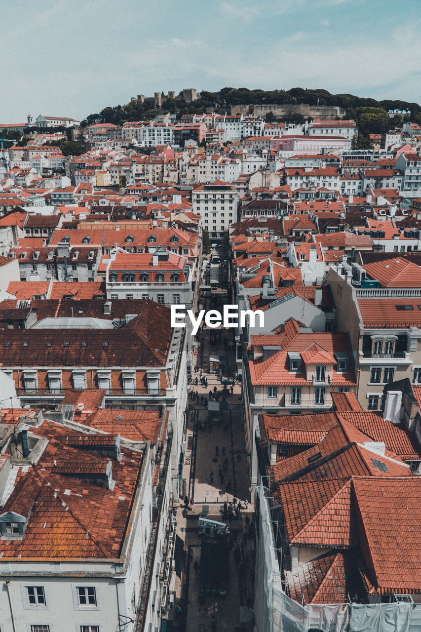 High angle view of townscape lisbon