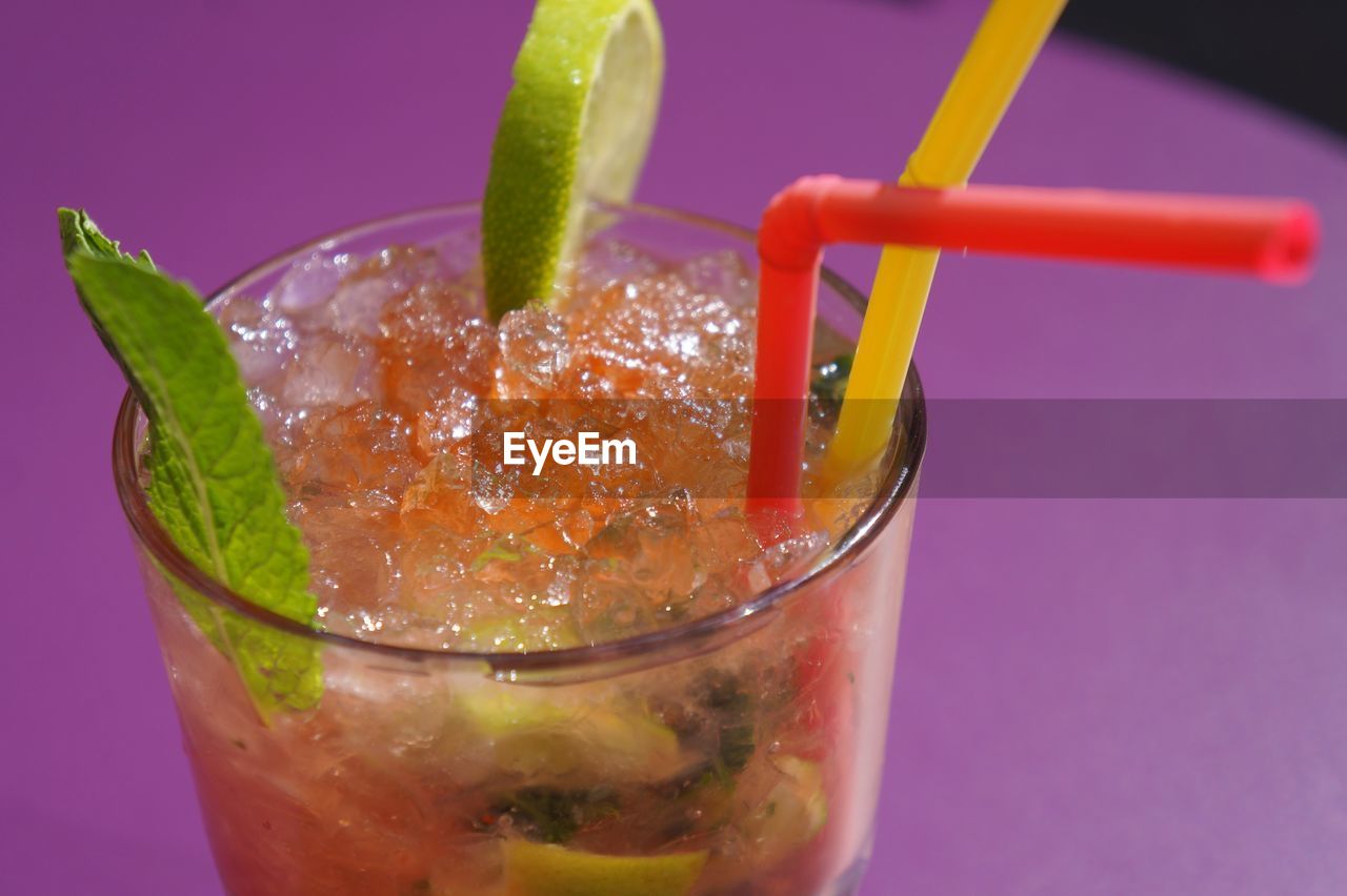 Close-up of drink in glass on table
